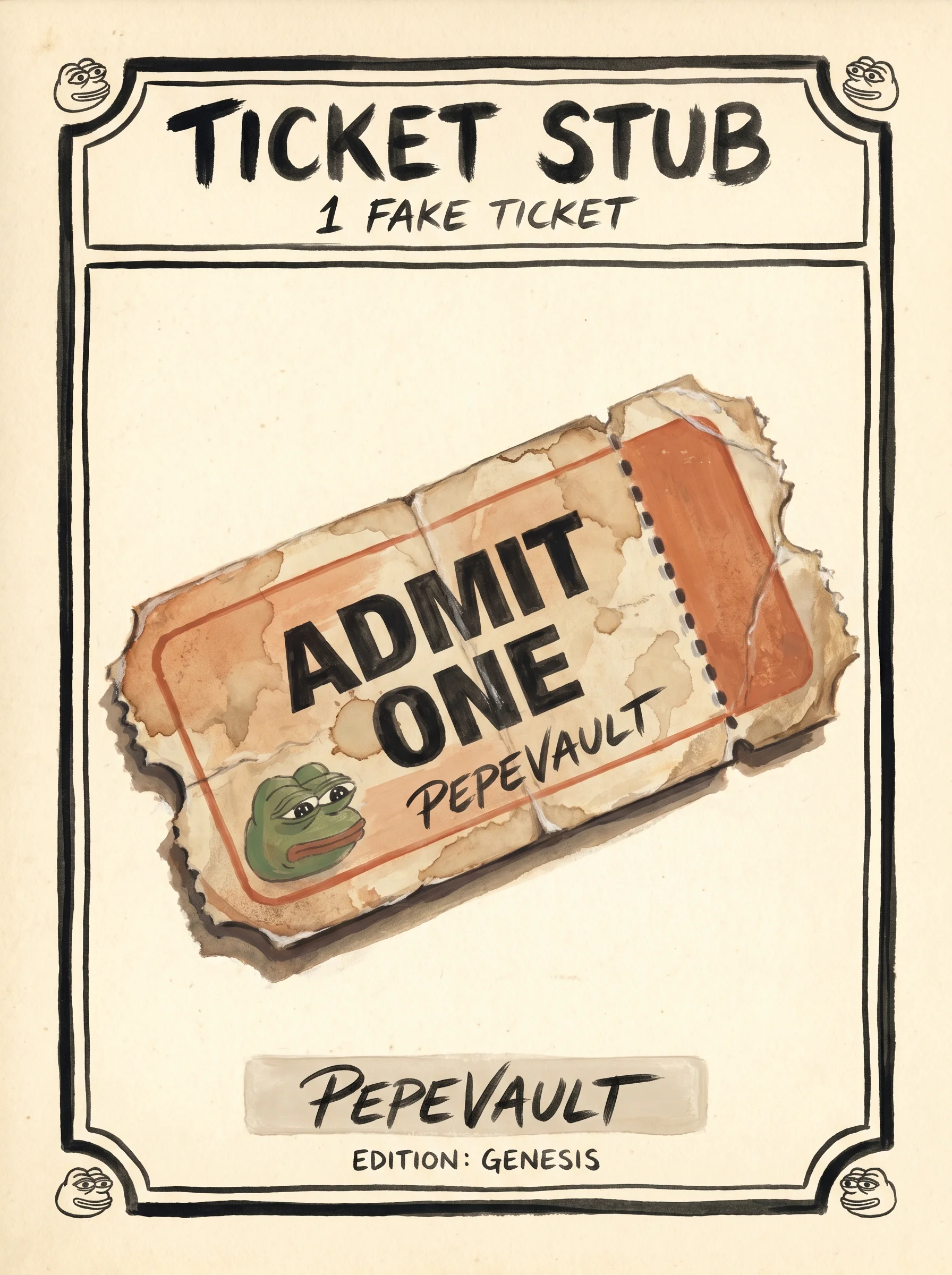TICKET STUB — PepeVault Counterparty card